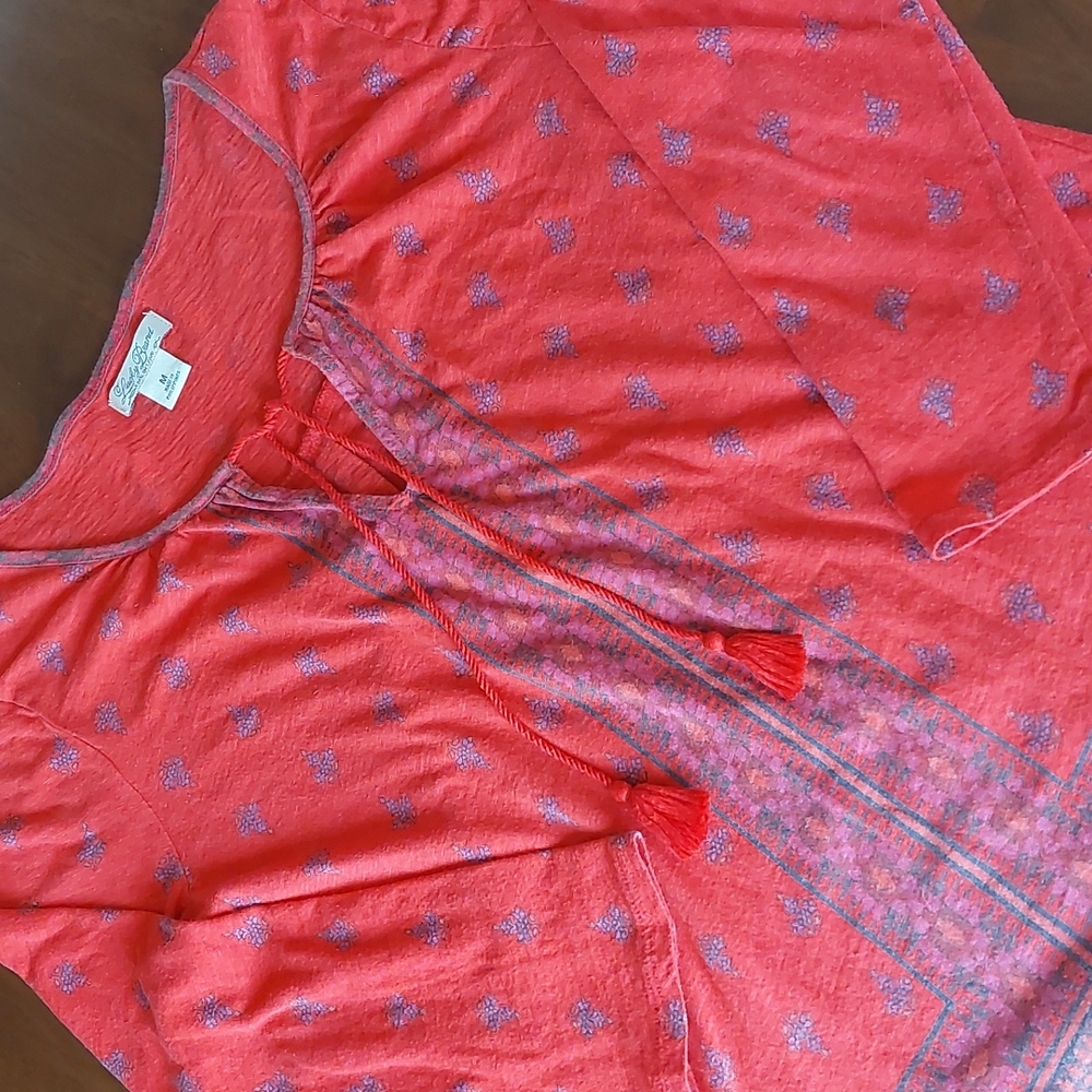 Lucky Brand Casual Paisley Boho Tie Shirt, Sz M   5/$25